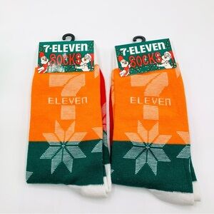 7-Eleven Christmas Socks 2 Pair Brand New